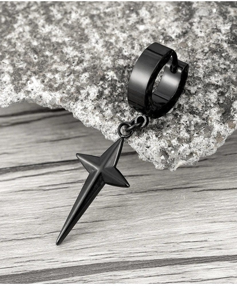 THE MEN THING Nose & Ear Ring Pair (Both Ears) STARLIGHT BLACK - Titanium Steel Hoop Earrings for Men & Boys (2 Pcs)