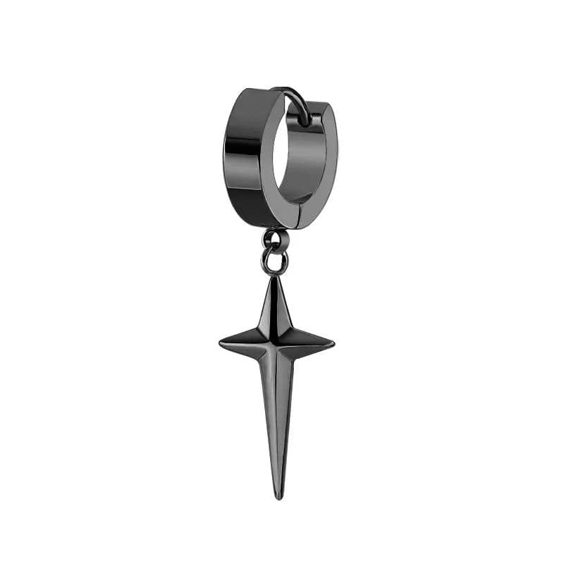 THE MEN THING Nose & Ear Ring Pair (Both Ears) STARLIGHT BLACK - Titanium Steel Hoop Earrings for Men & Boys (2 Pcs)