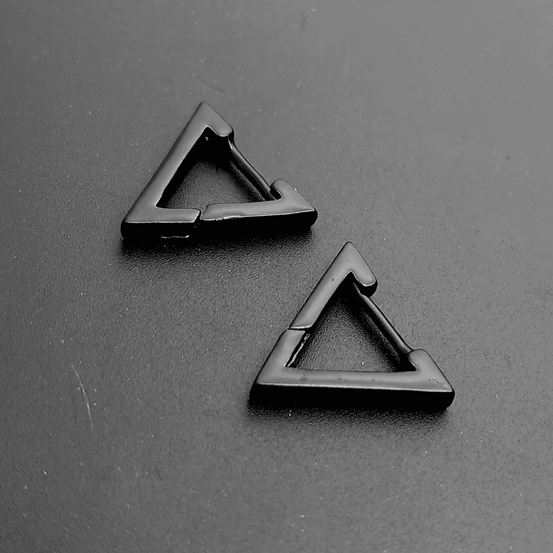 THE MEN THING Nose & Ear Ring Pair (Both Ears) TRIANGLE HOOP - Titanium Steel Stud Earrings for Men & Boys (2 Pcs)
