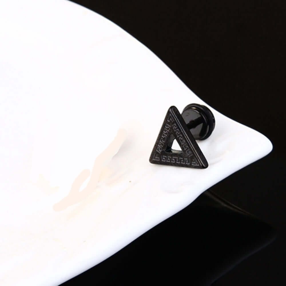 THE MEN THING Nose & Ear Ring Pair (Both Ears) TRINITY TWIST BLACK - Pure Titanium Steel Piercing Ear Earrings for Men & Boys (2 Pcs)