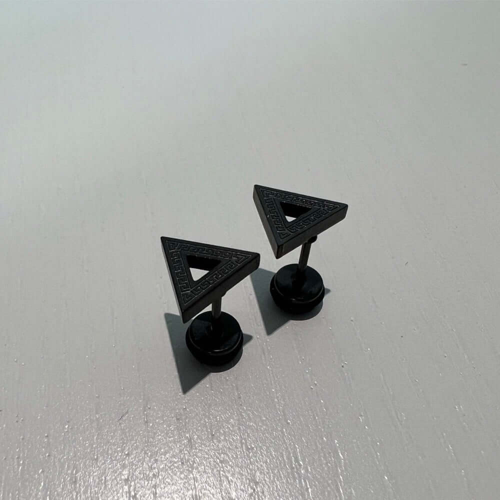 THE MEN THING Nose & Ear Ring Pair (Both Ears) TRINITY TWIST BLACK - Pure Titanium Steel Piercing Ear Earrings for Men & Boys (2 Pcs)