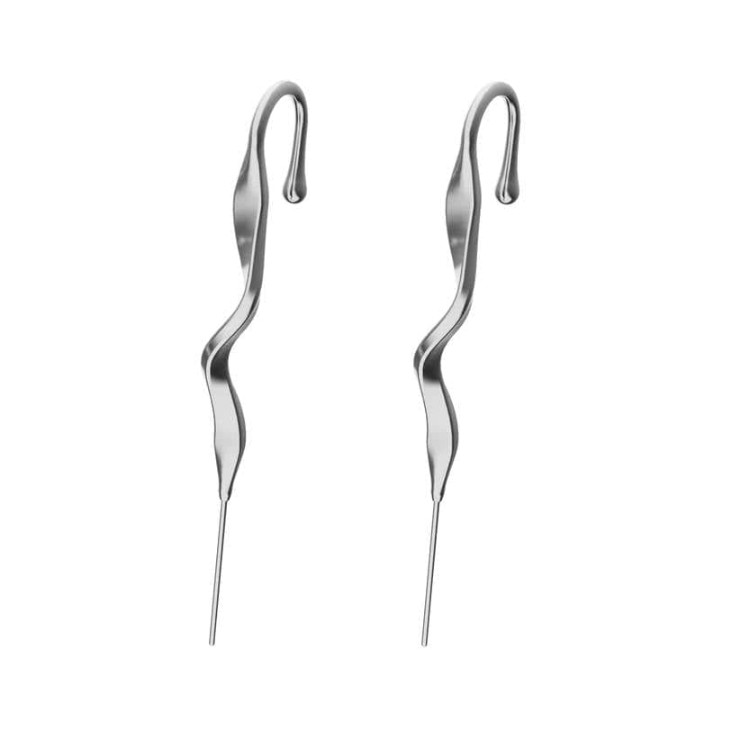 THE MEN THING Nose & Ear Ring Pair (Both Ears) TWISTED SPIRAL - Pure Titanium Steel Ear Crawler Hook Pin Cuff Earrings for Men & Boys (2 Pcs)
