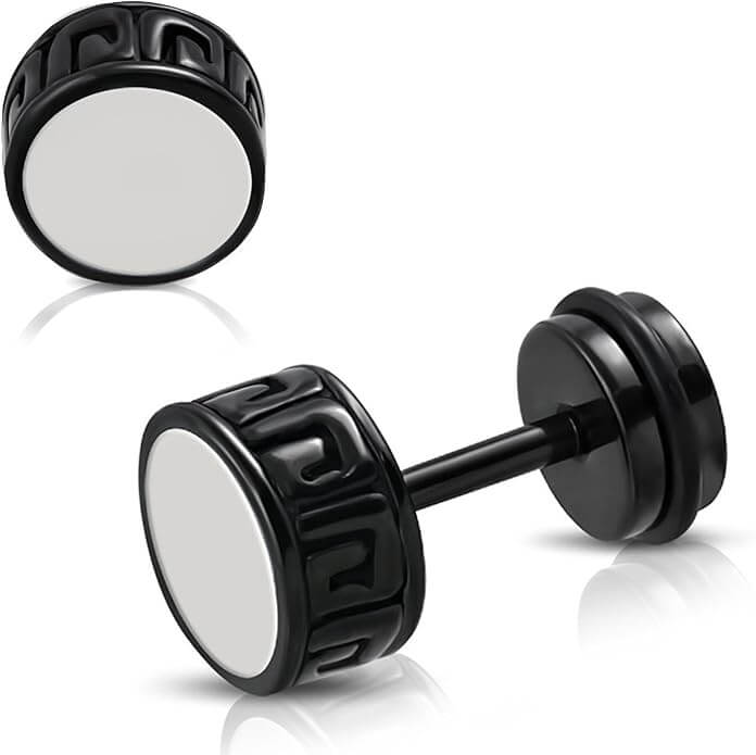 THE MEN THING Nose & Ear Ring Pair (Both Ears) TWO-TONE CIRCLE - Pure Titanium Steel Piercing Ear Earrings for Men & Boys (2 Pcs)