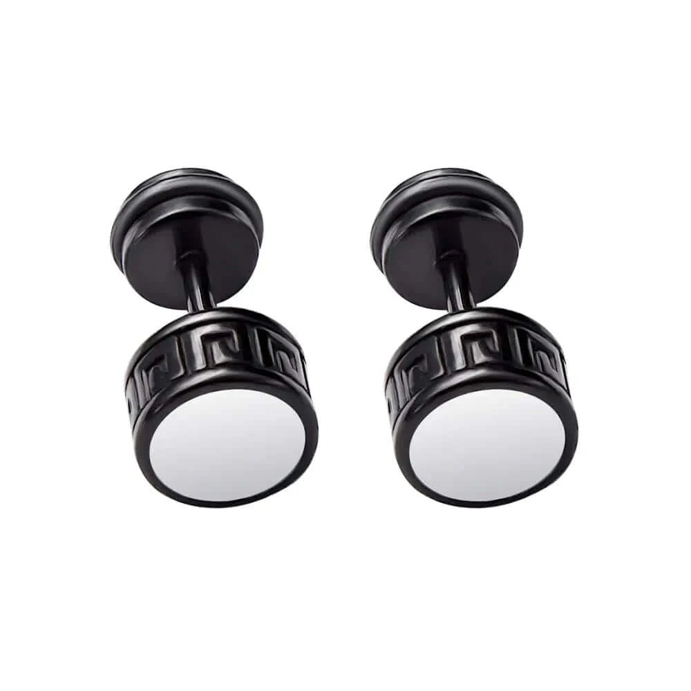 THE MEN THING Nose & Ear Ring Pair (Both Ears) TWO-TONE CIRCLE - Pure Titanium Steel Piercing Ear Earrings for Men & Boys (2 Pcs)