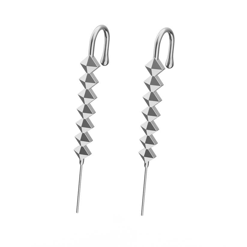 THE MEN THING Nose & Ear Ring Pair (Both Ears) VICTORY BRAID - Pure Titanium Steel Ear Crawler Hook Pin Cuff Earrings for Men & Boys (2 Pcs)