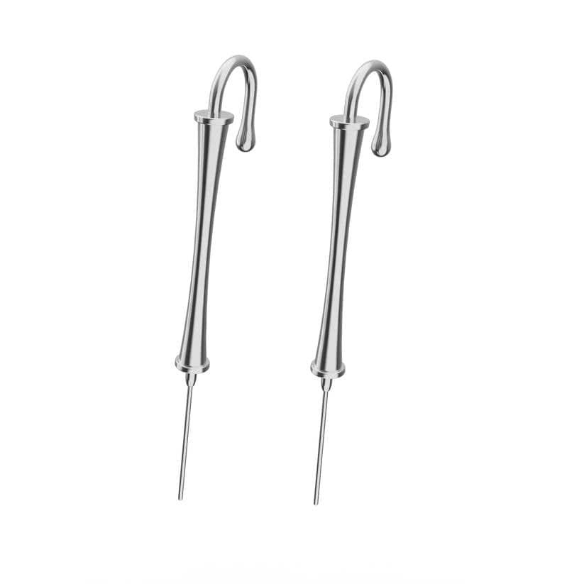 THE MEN THING Nose & Ear Ring Pair (Both Ears) WHIMSY - Pure Titanium Steel Ear Crawler Hook Pin Cuff Earrings for Men & Boys (2 Pcs)
