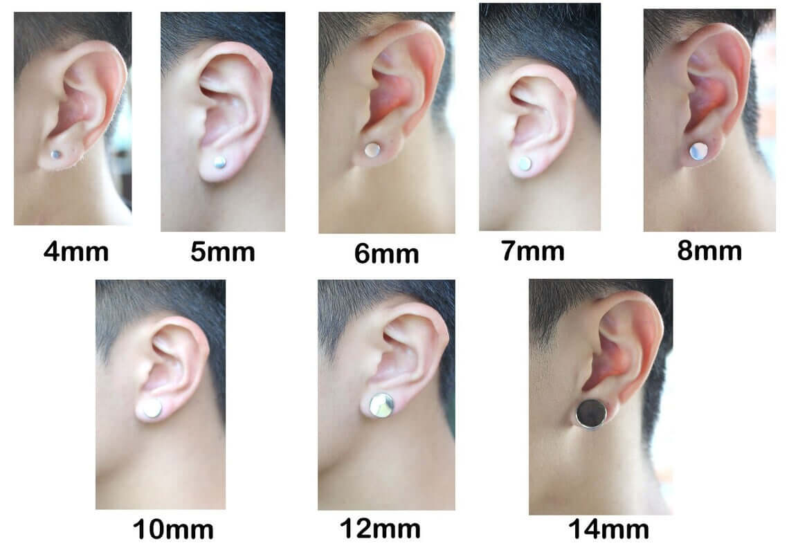 THE MEN THING Nose & Ear Ring ROUND DUMBBELL - SILVER - Pure Titanium Steel Ear Hoop Earrings for Men & Boys (16mm to 2mm) (2 Pcs)