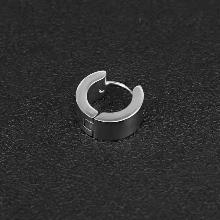 THE MEN THING Nose & Ear Ring SILVER COBALT CREST - 7mm Titanium Steel Hoop Earrings for Men & Boys (2 Pcs)
