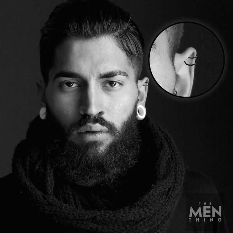 THE MEN THING Nose & Ear Ring SPARTA MAN - Non Piercing Earring – Pure Stainless Steel for Men and Boys (1 Pcs)