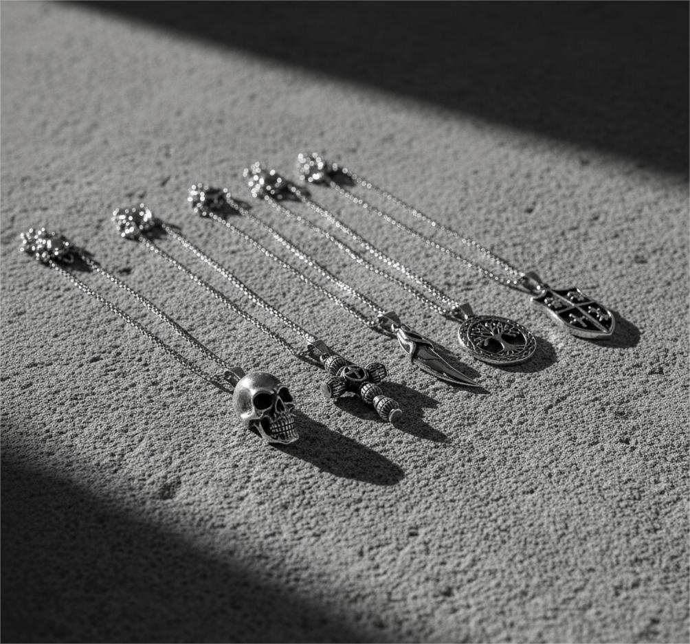 THE MEN THING Pack of 5 Alloy Pendants with 24 inch Stainless Steel Chains for Men & Boys
