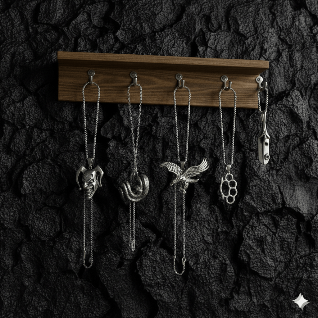 THE MEN THING Pack of 5 Alloy Pendants with 24 inch Stainless Steel Chains for Men & Boys