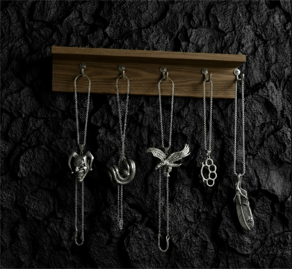THE MEN THING Pack of 5 Alloy Pendants with 24 inch Stainless Steel Chains for Men & Boys