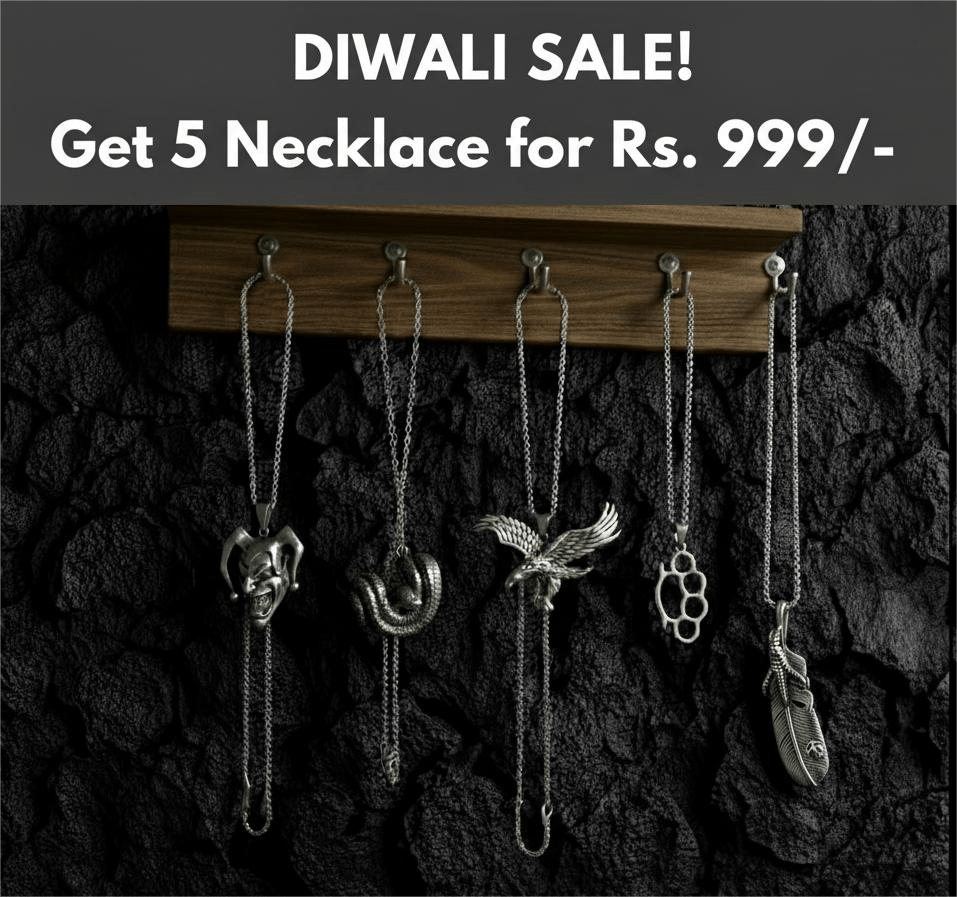 THE MEN THING Pack of 5 Alloy Pendants with 24 inch Stainless Steel Chains for Men & Boys