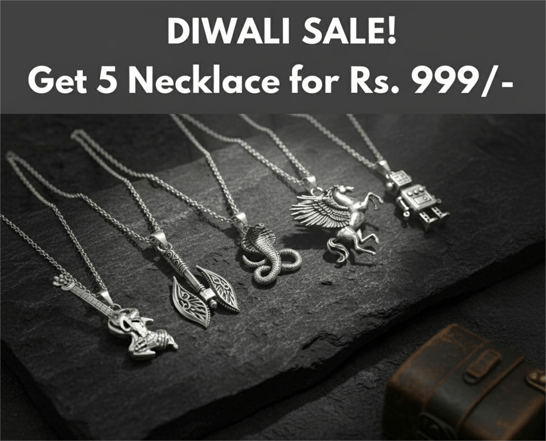 THE MEN THING Pack of 5 Alloy Pendants with 24 inch Stainless Steel Chains for Men & Boys