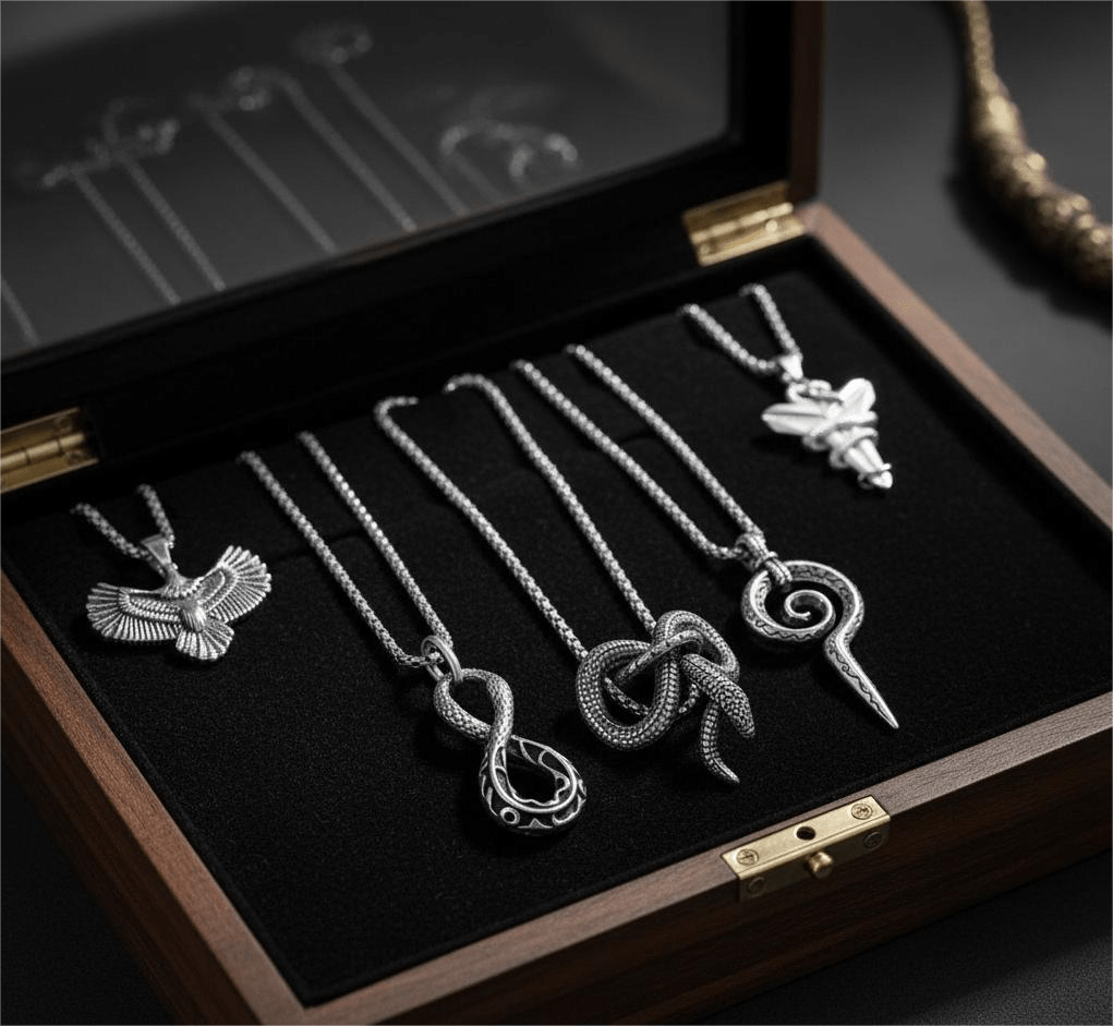 THE MEN THING Pack of 5 Alloy Pendants with 24 inch Stainless Steel Chains for Men & Boys