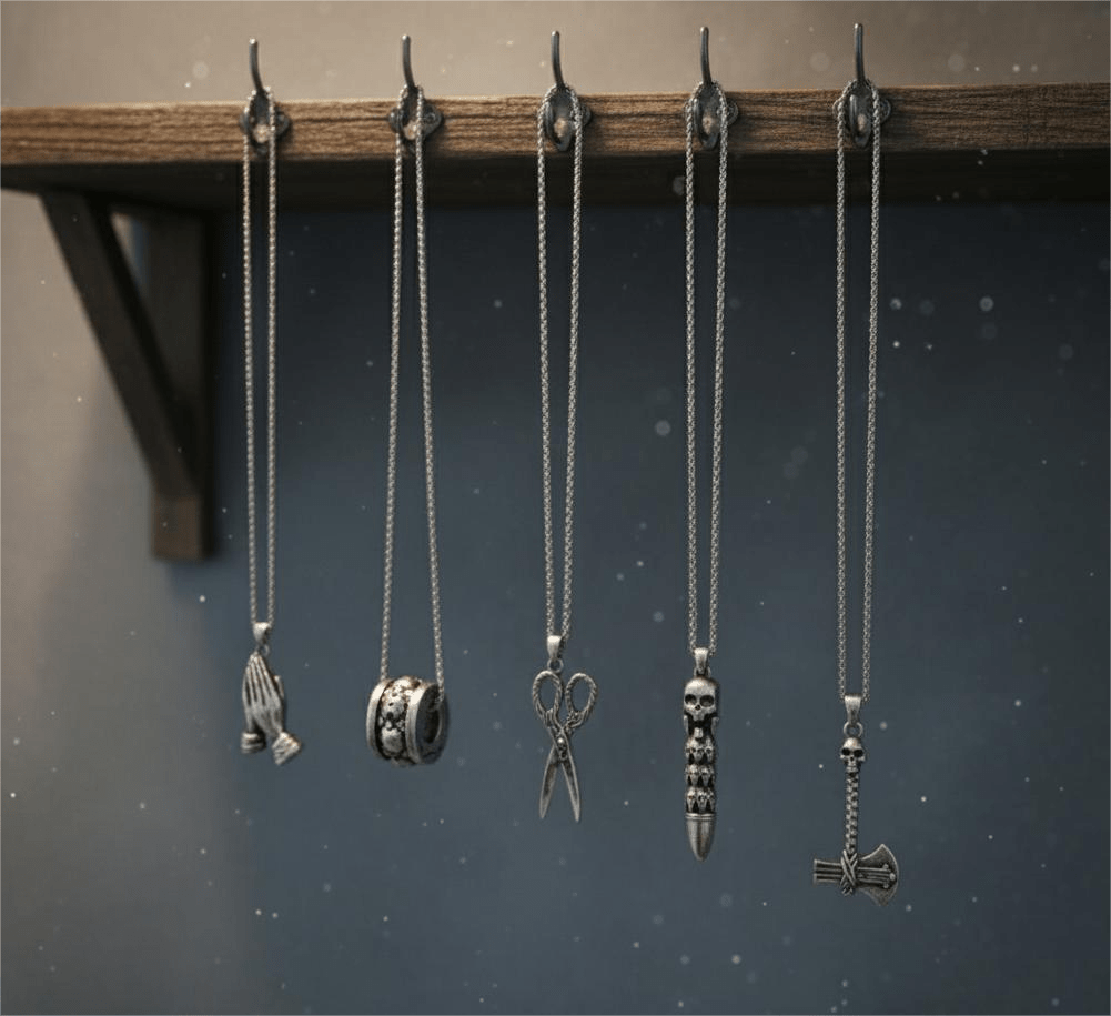 THE MEN THING Pack of 5 Alloy Pendants with 24 inch Stainless Steel Chains for Men & Boys