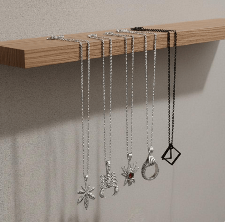 THE MEN THING Pack of 5 Alloy Pendants with 24 inch Stainless Steel Chains for Men & Boys