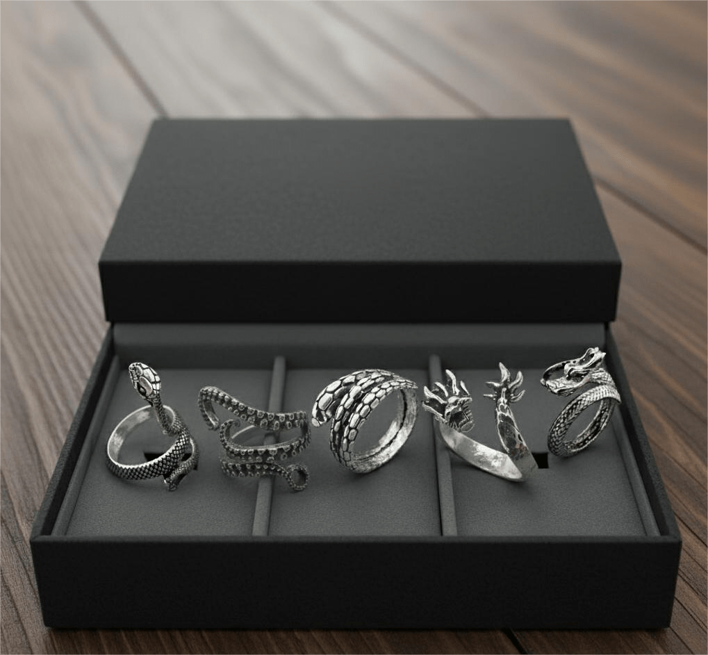 THE MEN THING Pack of 5 Alloy Rings for Men & Boys