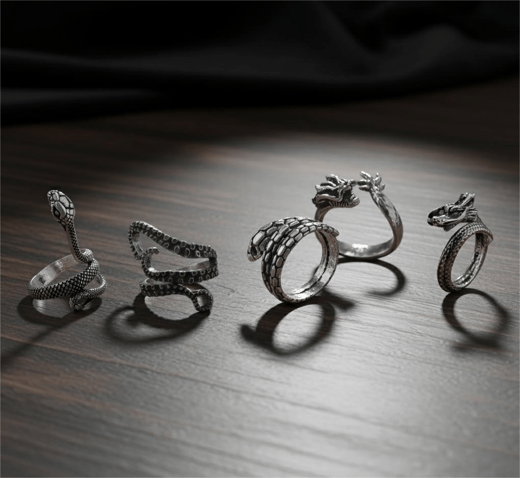 THE MEN THING Pack of 5 Alloy Rings for Men & Boys