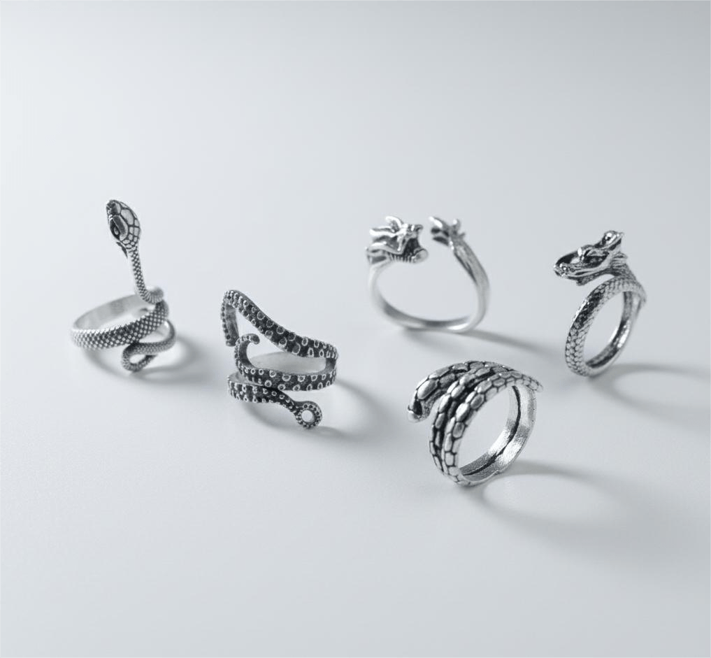 THE MEN THING Pack of 5 Alloy Rings for Men & Boys
