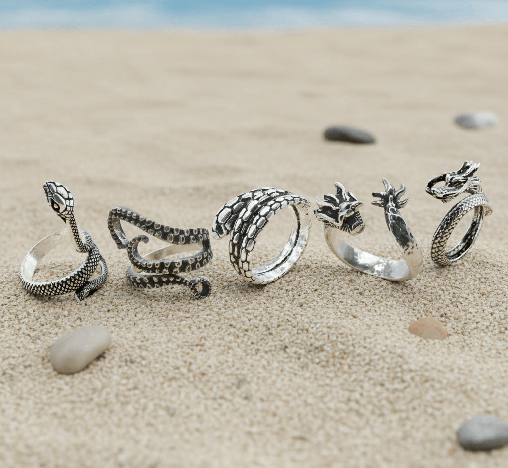 THE MEN THING Pack of 5 Alloy Rings for Men & Boys