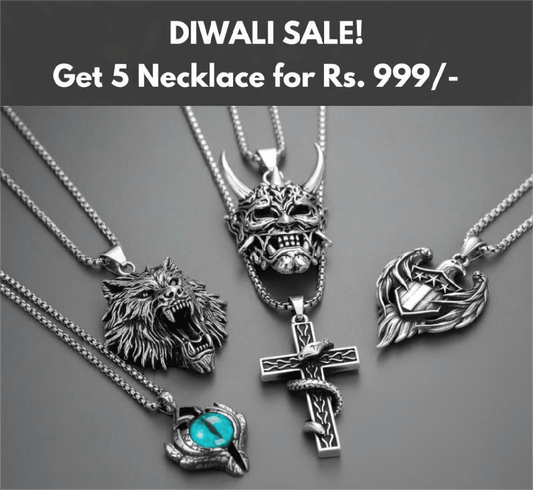THE MEN THING Pack of 5 Pendants with Chains  for Men & Boys