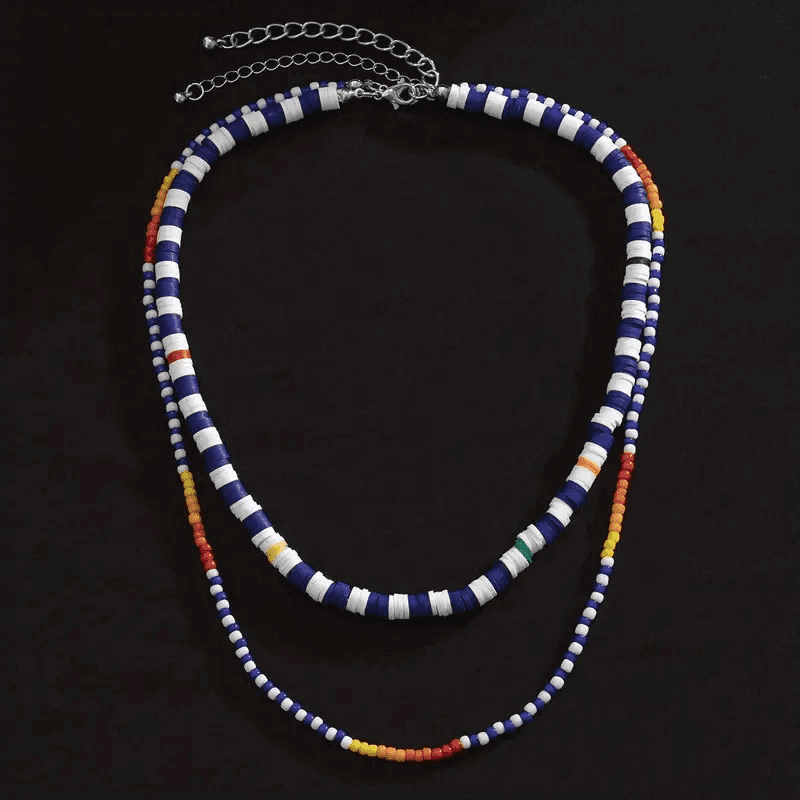 THE MEN THING Pearl / Bead Necklace CLAVICLE STYLE BEADS - Multi-Layered Beads Necklace for Men & Boys (17 and 21 inch)
