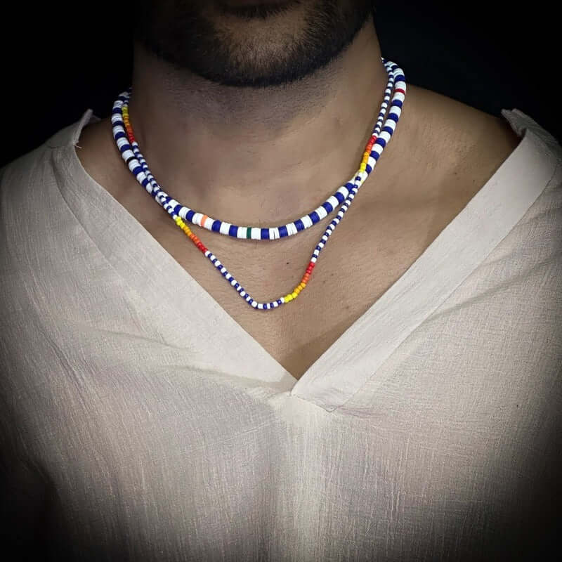 THE MEN THING Pearl / Bead Necklace CLAVICLE STYLE BEADS - Multi-Layered Beads Necklace for Men & Boys (17 and 21 inch)