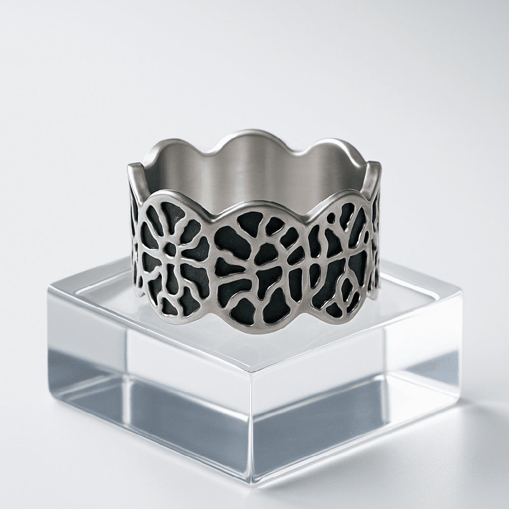 THE MEN THING Rings 17 SHADOW CROWN RING - Pure Stainless Steel Men’s Steel-Plated Ring – Statement Luxury Jewelry (Size : 17-22-29)