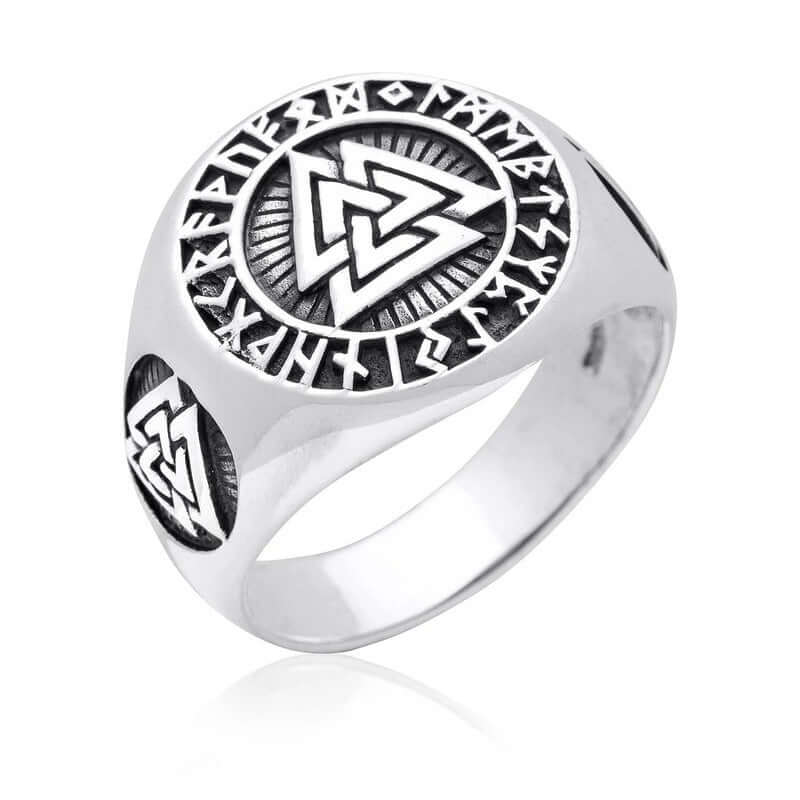 THE MEN THING Rings 17 / Silver Vintage TRIVALK - Norse-Inspired Titanium Steel Ring with Rune & Valknut Symbol - Viking Style