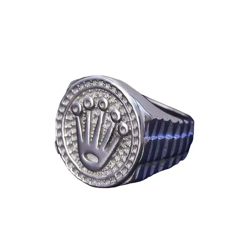 THE MEN THING Rings 17 / Silvery Tone - Stainless Steel FIVE VIKING KING - Pure Stainless Steel Ring for Men (Size : 17,20,26)