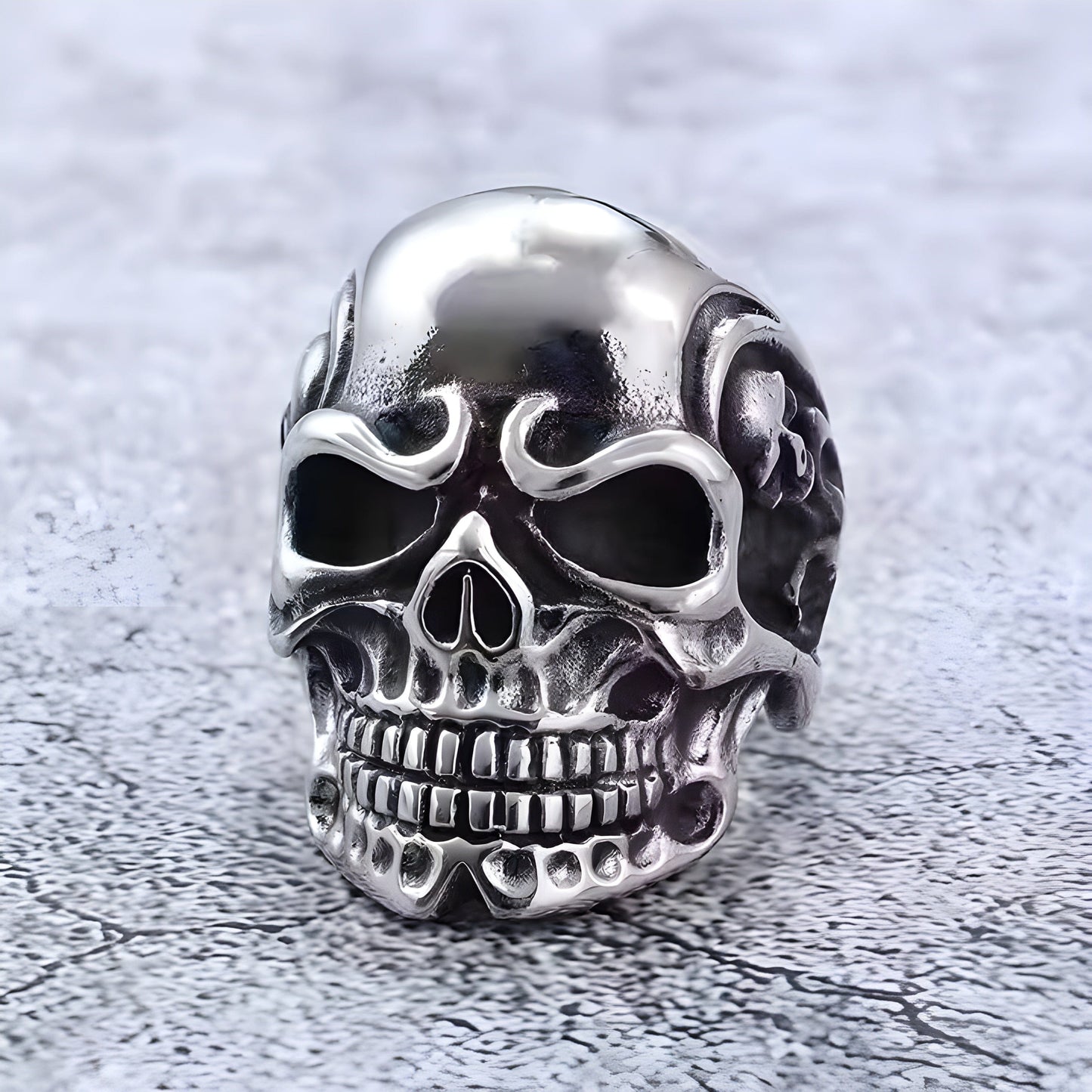 THE MEN THING Rings 18 DRAUGR SKULL RING - Pure Stainless Steel Men’s Steel-Plated Ring – Statement Luxury Jewelry (Size : 18-21-24)