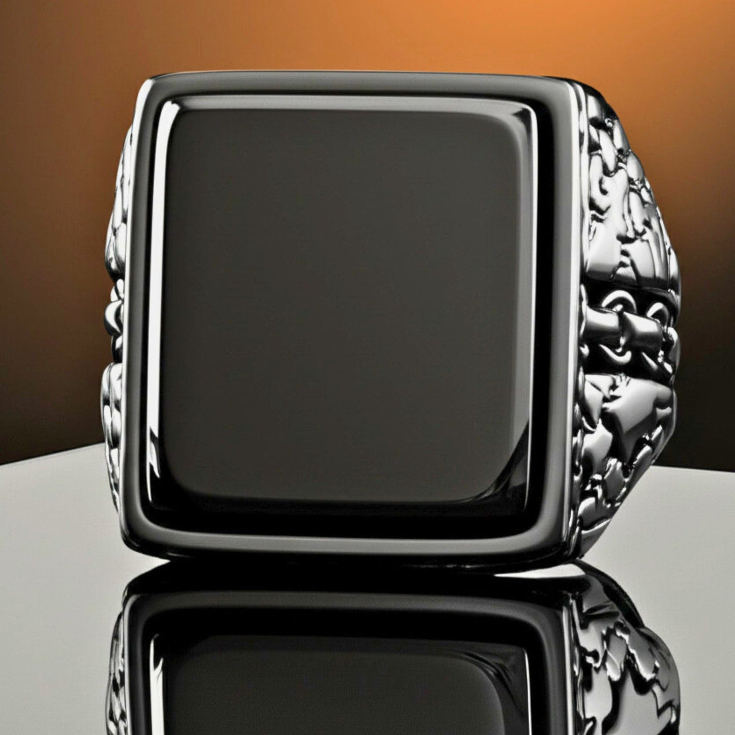 THE MEN THING Rings 19 Royal Series - BRAVIK RING - Pure Stainless Steel Men’s Black-Plated Ring – Statement Luxury Jewelry (Size : 19)