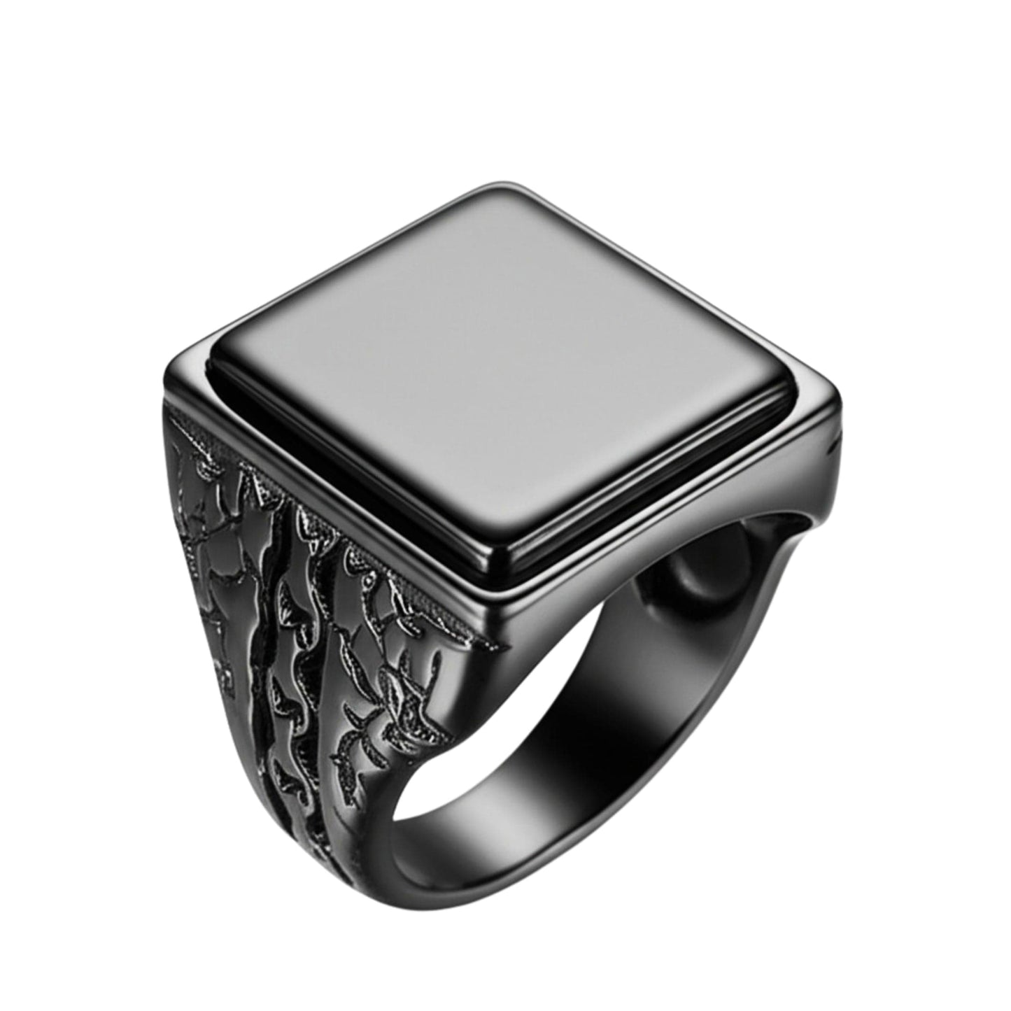 THE MEN THING Rings 19 Royal Series - BRAVIK RING - Pure Stainless Steel Men’s Black-Plated Ring – Statement Luxury Jewelry (Size : 19)
