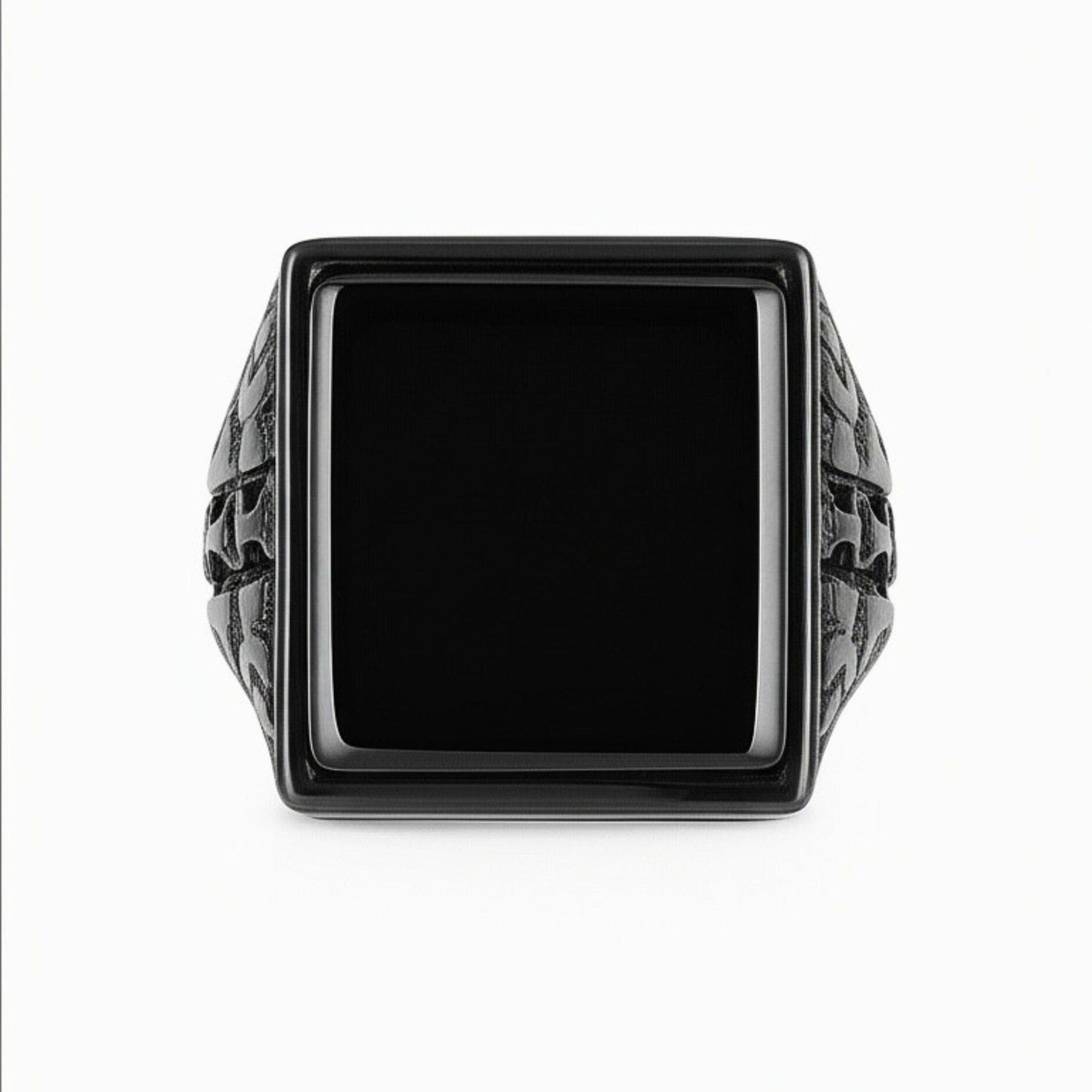 THE MEN THING Rings 19 Royal Series - BRAVIK RING - Pure Stainless Steel Men’s Black-Plated Ring – Statement Luxury Jewelry (Size : 19)
