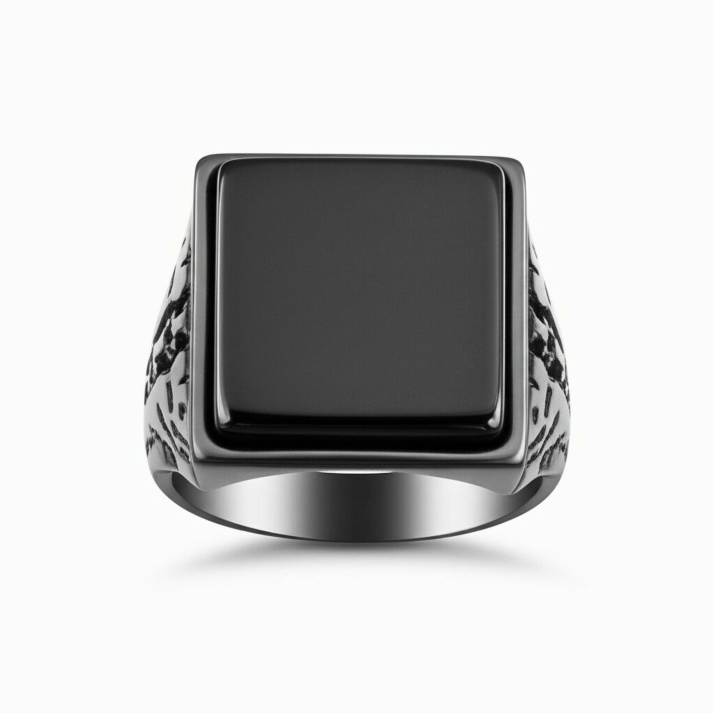 THE MEN THING Rings 19 Royal Series - BRAVIK RING - Pure Stainless Steel Men’s Black-Plated Ring – Statement Luxury Jewelry (Size : 19)