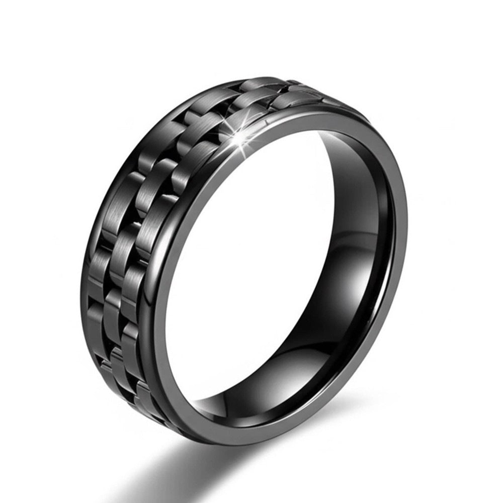 THE MEN THING Rings 19 Royal Series - CARBON EDGE RING - Pure Stainless Steel Men’s Steel-Plated Black Ring – Statement Luxury Jewelry (Size : 19-22-24)