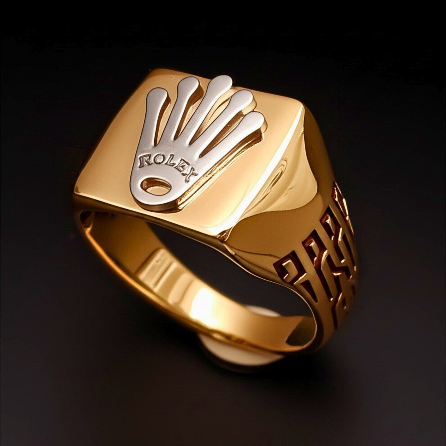 THE MEN THING Rings 19 Royal Series - CROWNCRAFT RING - Pure Stainless Steel Men’s Rose Gold-Plated Ring – Statement Luxury Jewelry (Size : 19-21-24)