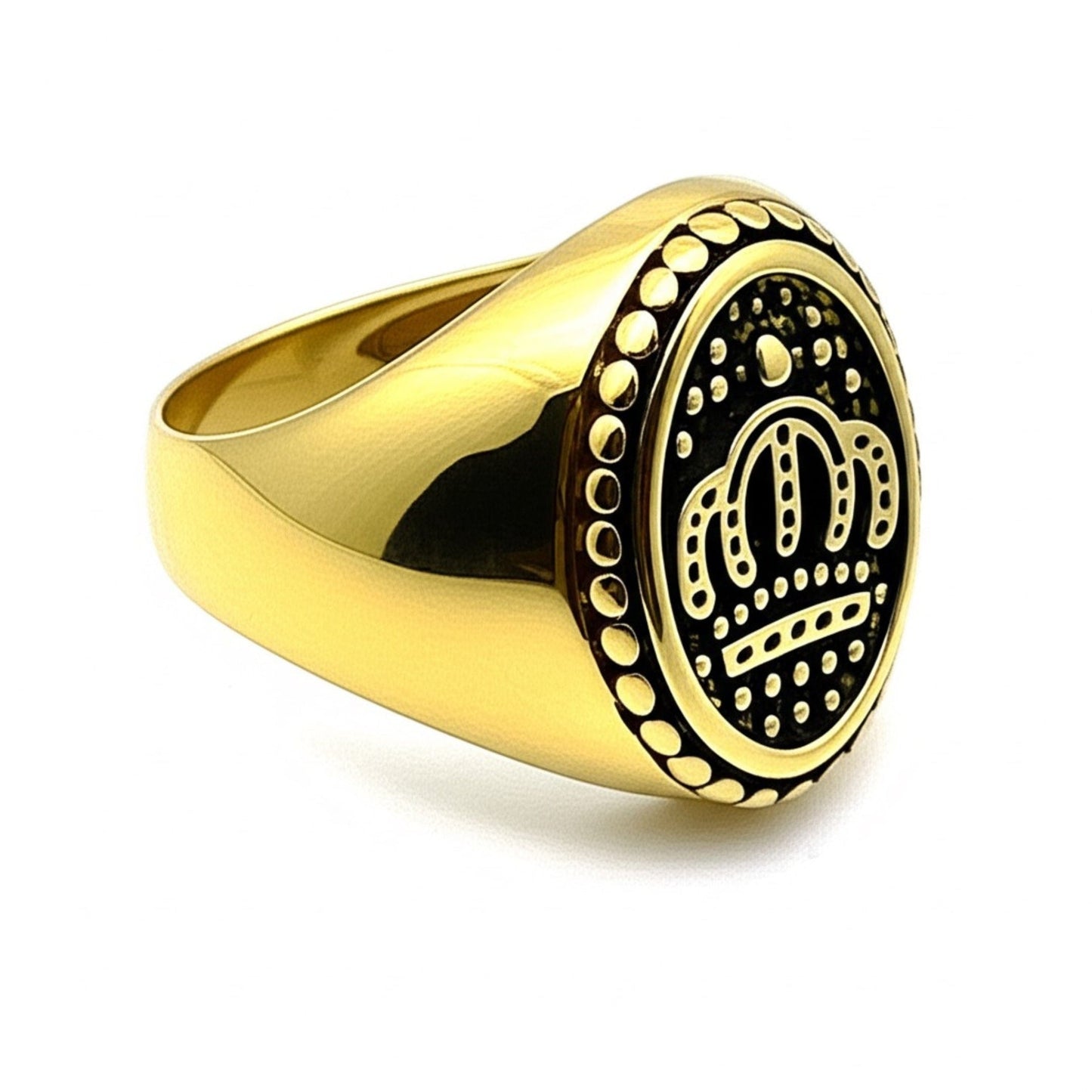 THE MEN THING Rings 19 Royal Series - GOLDEN REIGN RING - Pure Stainless Steel Men’s Gold Black-Plated Ring – Statement Luxury Jewelry (Size : 19-24)
