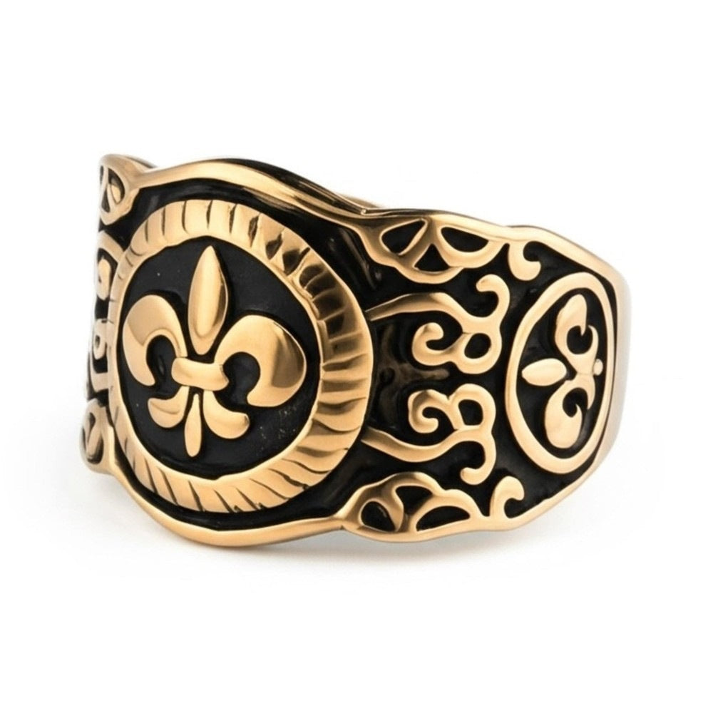 THE MEN THING Rings 19 Royal Series - HERALD RING - Pure Stainless Steel Men’s Gold-Plated Ring – Statement Luxury Jewelry (Size : 19-21-24)