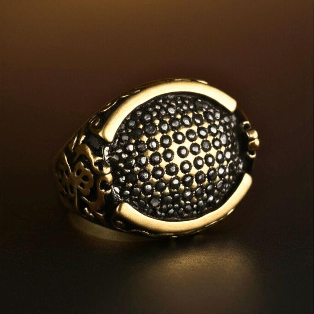 THE MEN THING Rings 19 Royal Series - NIGHTFORGE SIGNET RING - Pure Stainless Steel Men’s Gold-Plated Ring – Statement Luxury Jewelry (Size : 19-22)