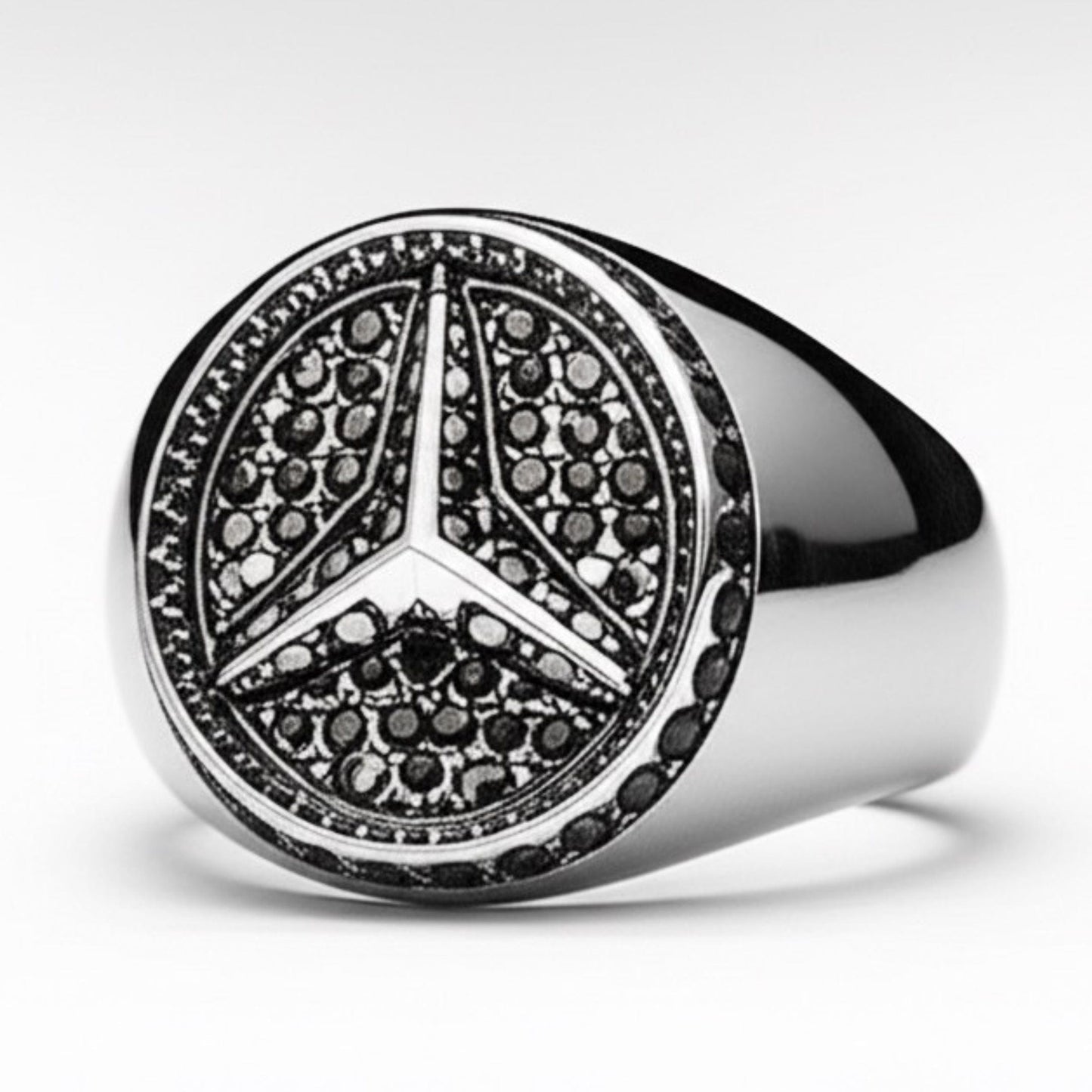 THE MEN THING Rings 19 Royal Series - TRISTAR SHINING RING - Pure Stainless Steel Men’s Steel-Plated Ring – Statement Luxury Jewelry (Size : 19-22-24)