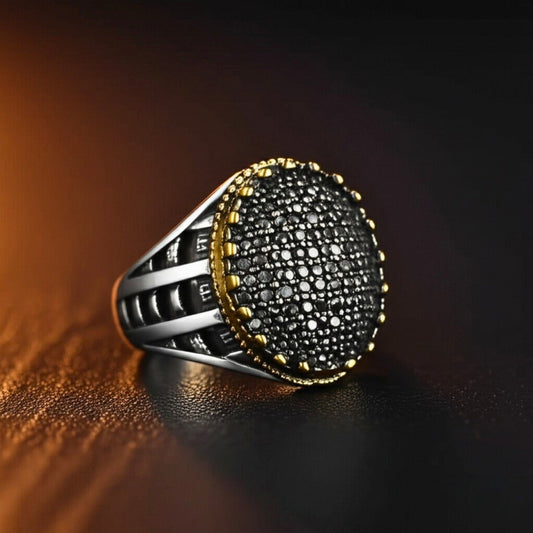 THE MEN THING Rings 19 Royal Series - VELTRIX EMBER RING - Pure Stainless Steel Men’s Steel-Gold-Plated Ring – Statement Luxury Jewelry (Size : -19-22-24)