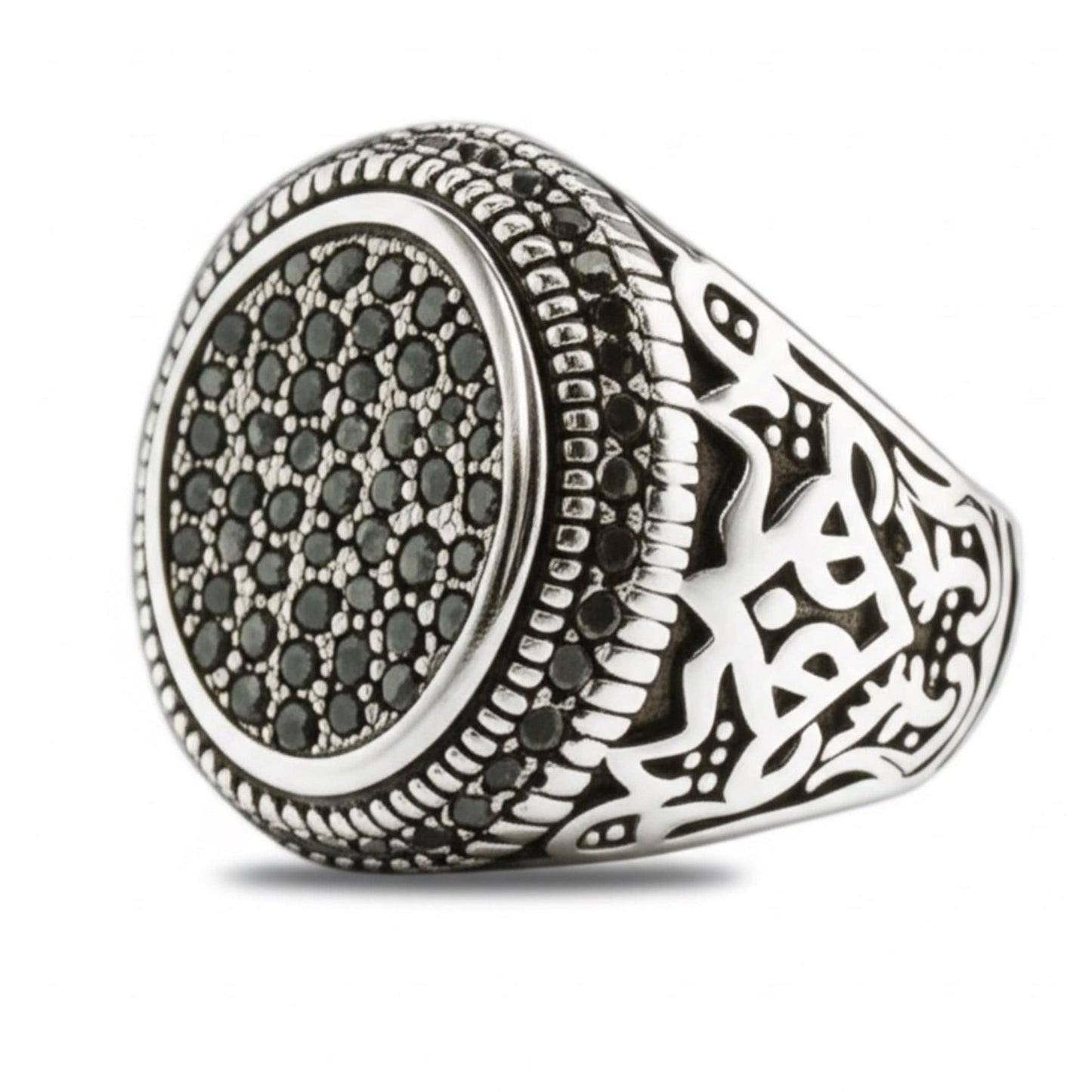 THE MEN THING Rings 21 Royal Series - MIDNIGHT CREST RING - Pure Stainless Steel Men’s Steel-Plated Ring – Statement Luxury Jewelry (Size : 21-26)