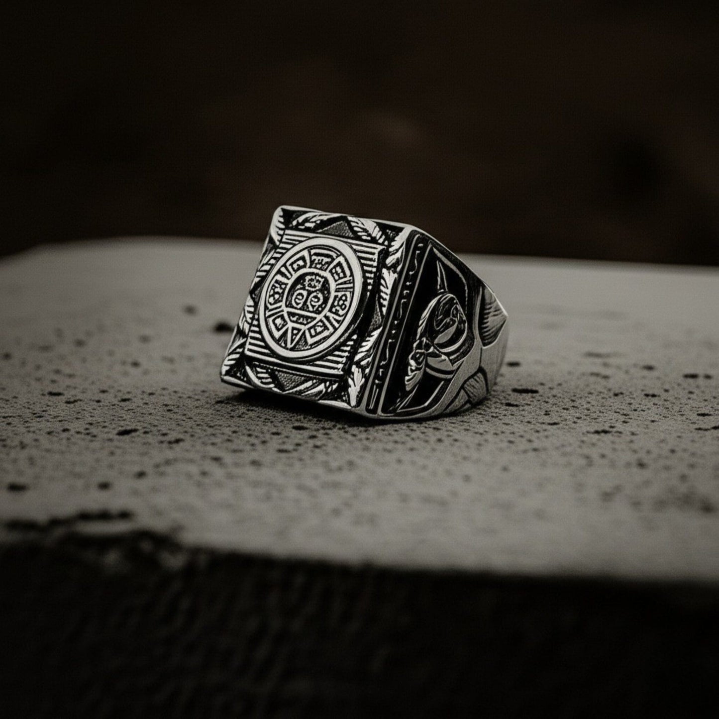 THE MEN THING Rings ASGARD CREST RING - Pure Stainless Steel Men’s Steel-Plated Ring – Statement Luxury Jewelry (Size : 17-22-27)
