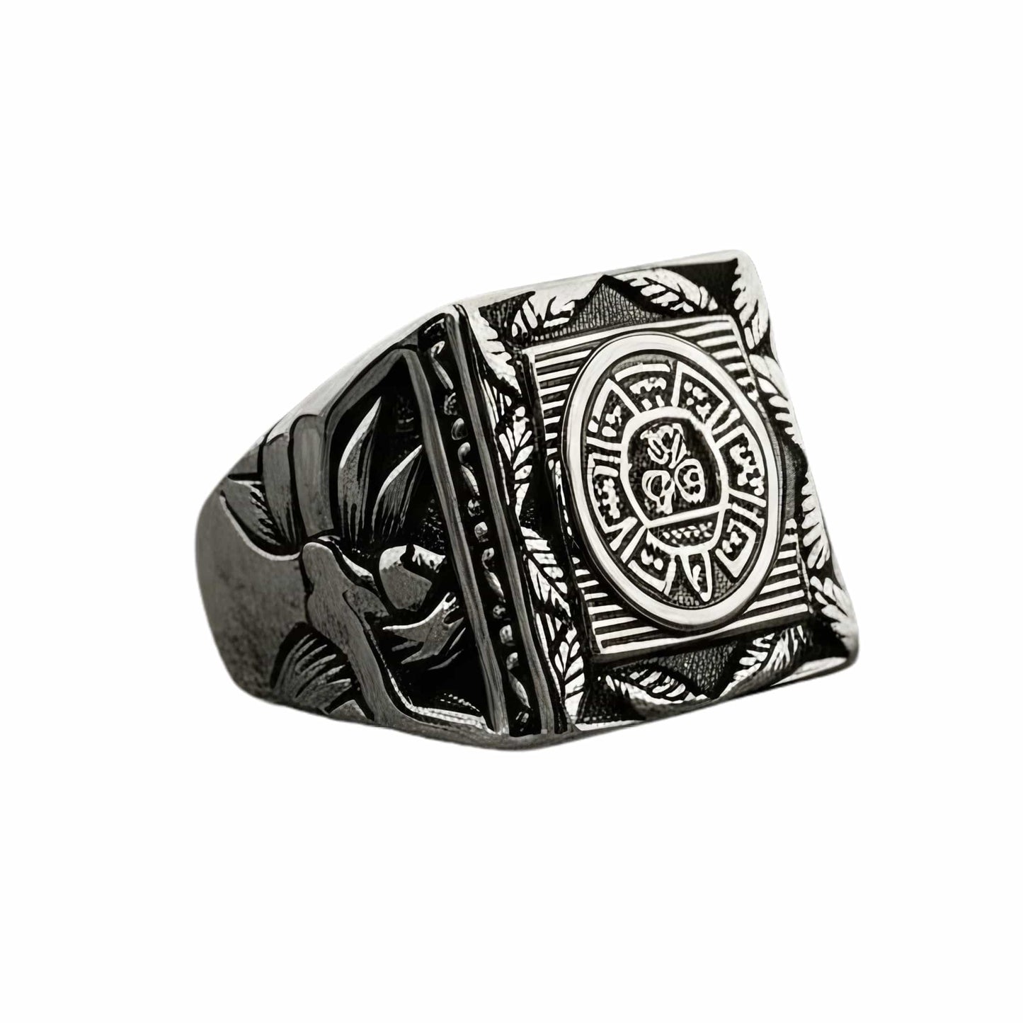 THE MEN THING Rings ASGARD CREST RING - Pure Stainless Steel Men’s Steel-Plated Ring – Statement Luxury Jewelry (Size : 17-22-27)