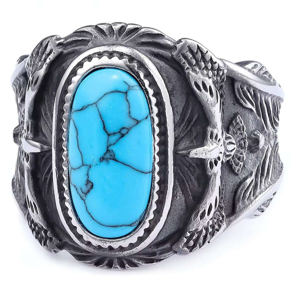 THE MEN THING Rings Azurite Titanium Steel Ring for Men and Boys (Size-21)