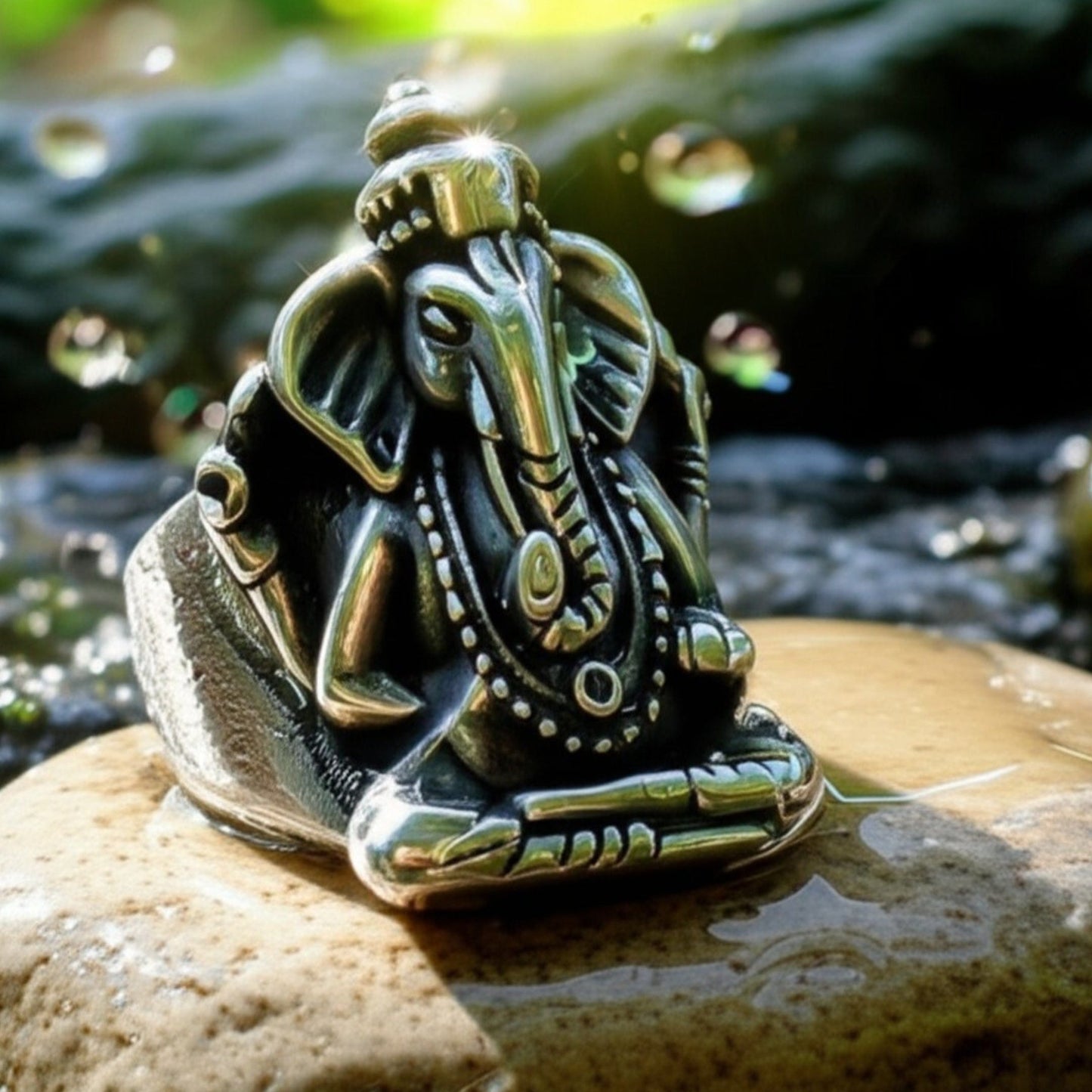 THE MEN THING Rings COSMIC GANPATHI RING - Pure Stainless Steel Men’s Steel-Plated Ring – Statement Luxury Jewelry (Size : 16-22-24-27)