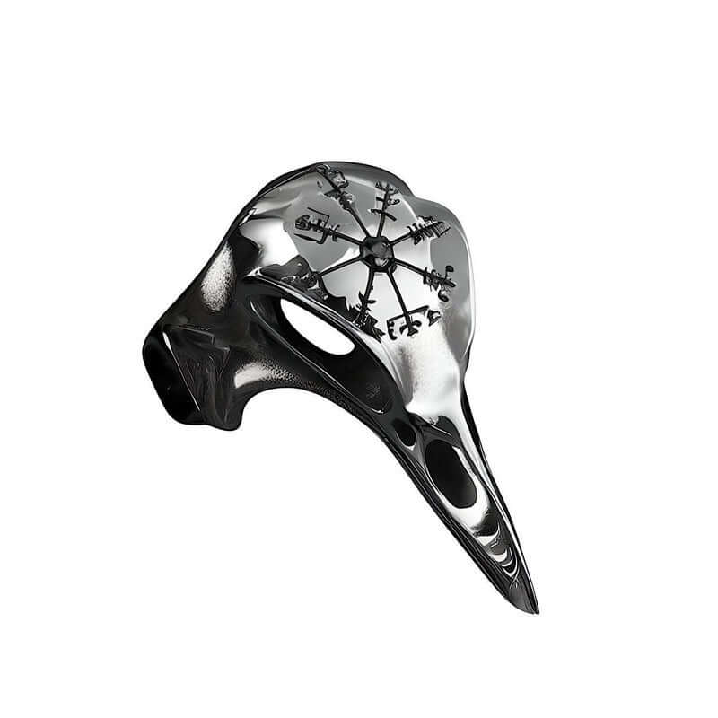 THE MEN THING Rings CROW SKULL VIKING - Titanium Steel Ring with Black Stone - Size, 17-21- 24)
