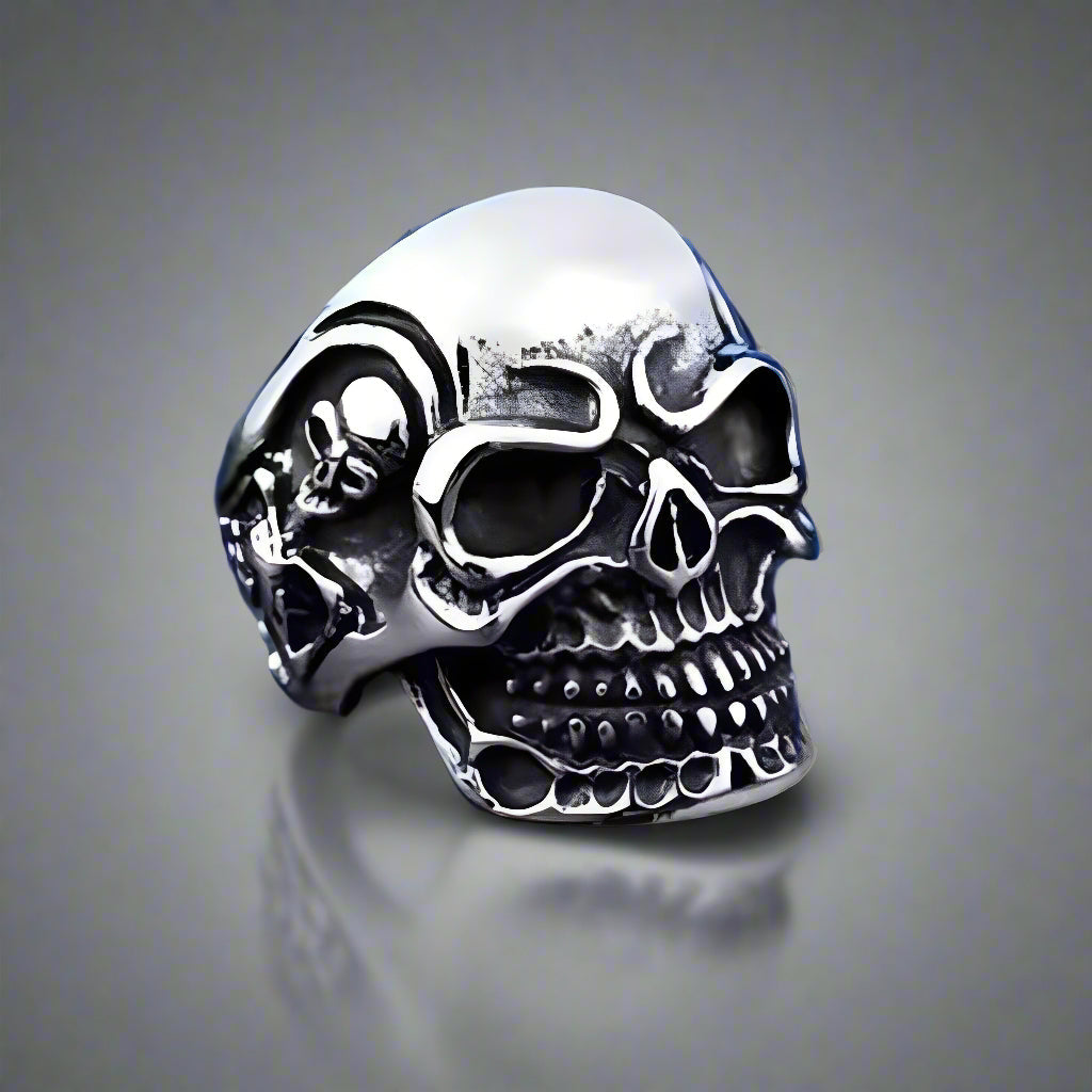 THE MEN THING Rings DRAUGR SKULL RING - Pure Stainless Steel Men’s Steel-Plated Ring – Statement Luxury Jewelry (Size : 18-21-24)